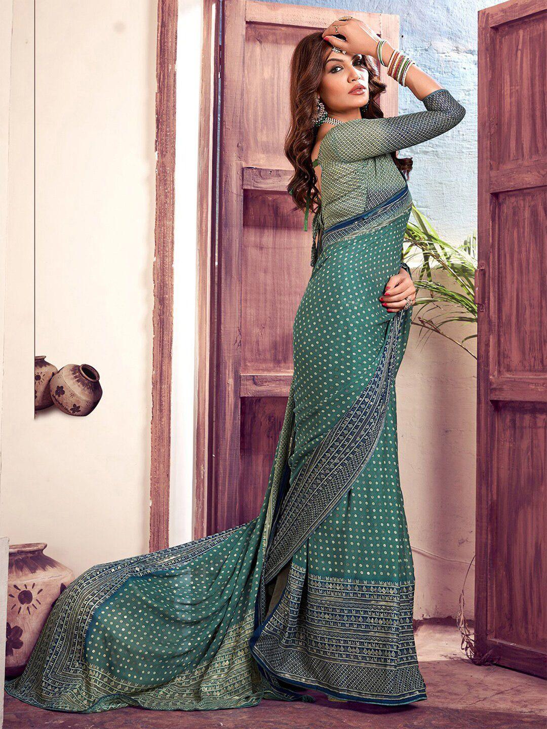 mitera polka dot printed zari saree