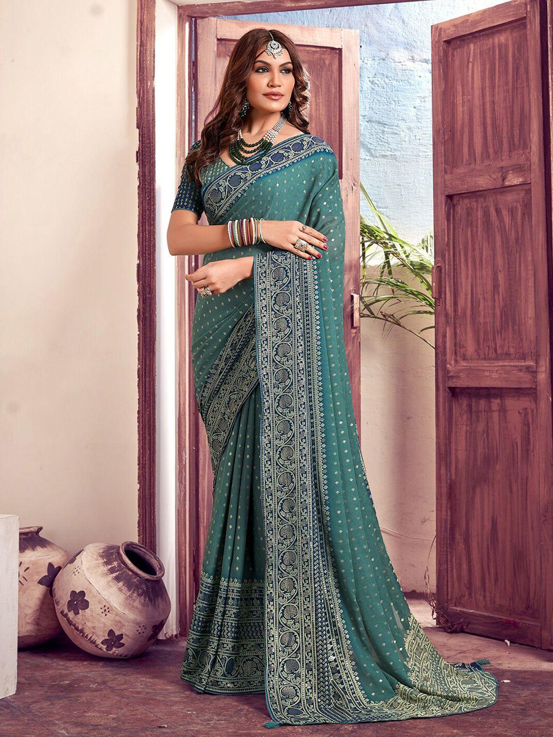 mitera polka dot printed zari saree