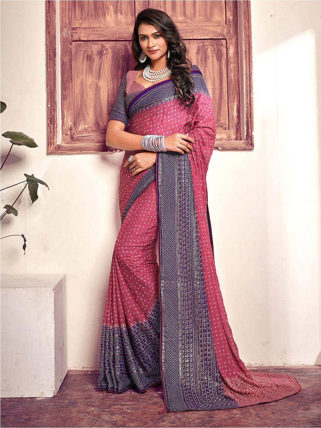 mitera polka dot printed zari saree