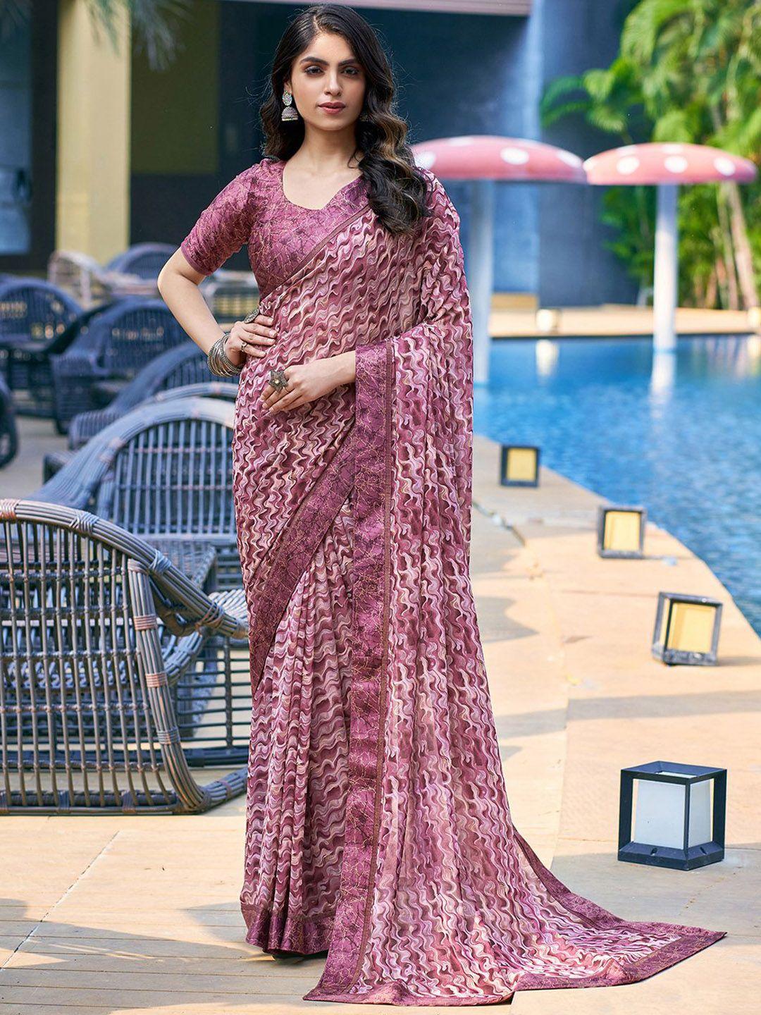 mitera printed & lace saree