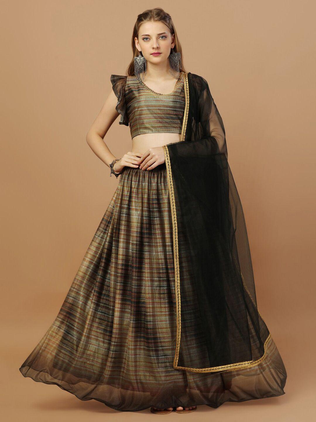 mitera printed semi-stitched lehenga & unstitched blouse with dupatta