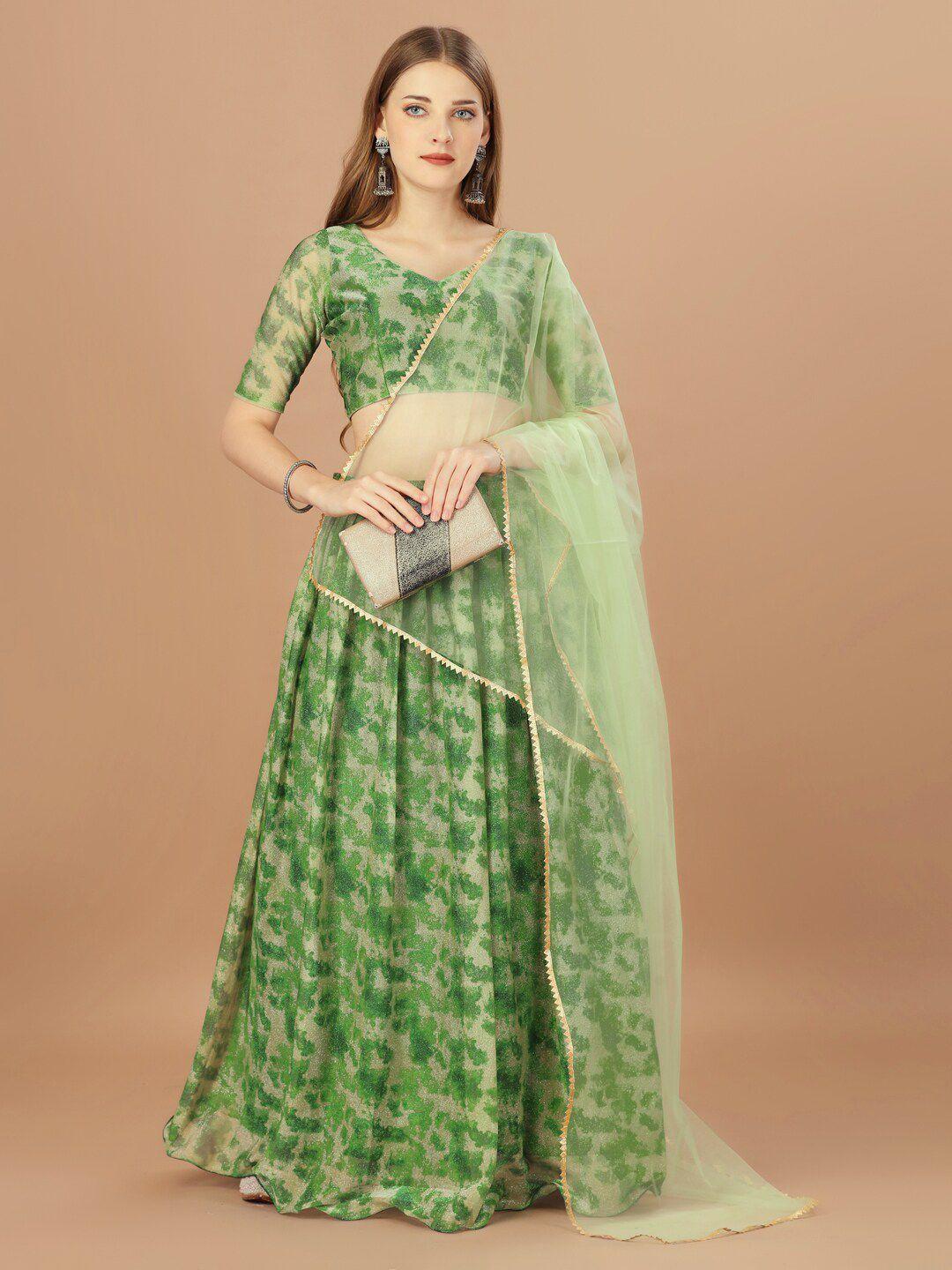 mitera printed semi-stitched lehenga & unstitched blouse with dupatta