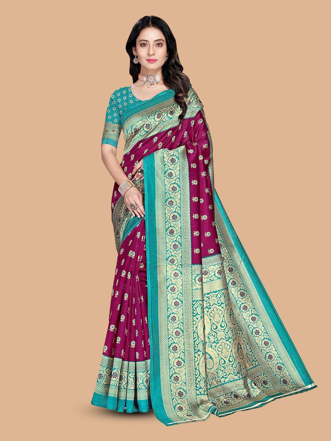 mitera purple art silk designer saree