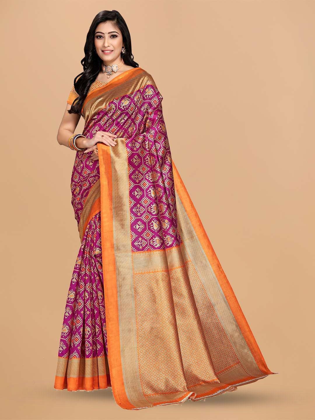 mitera purple art silk designer saree