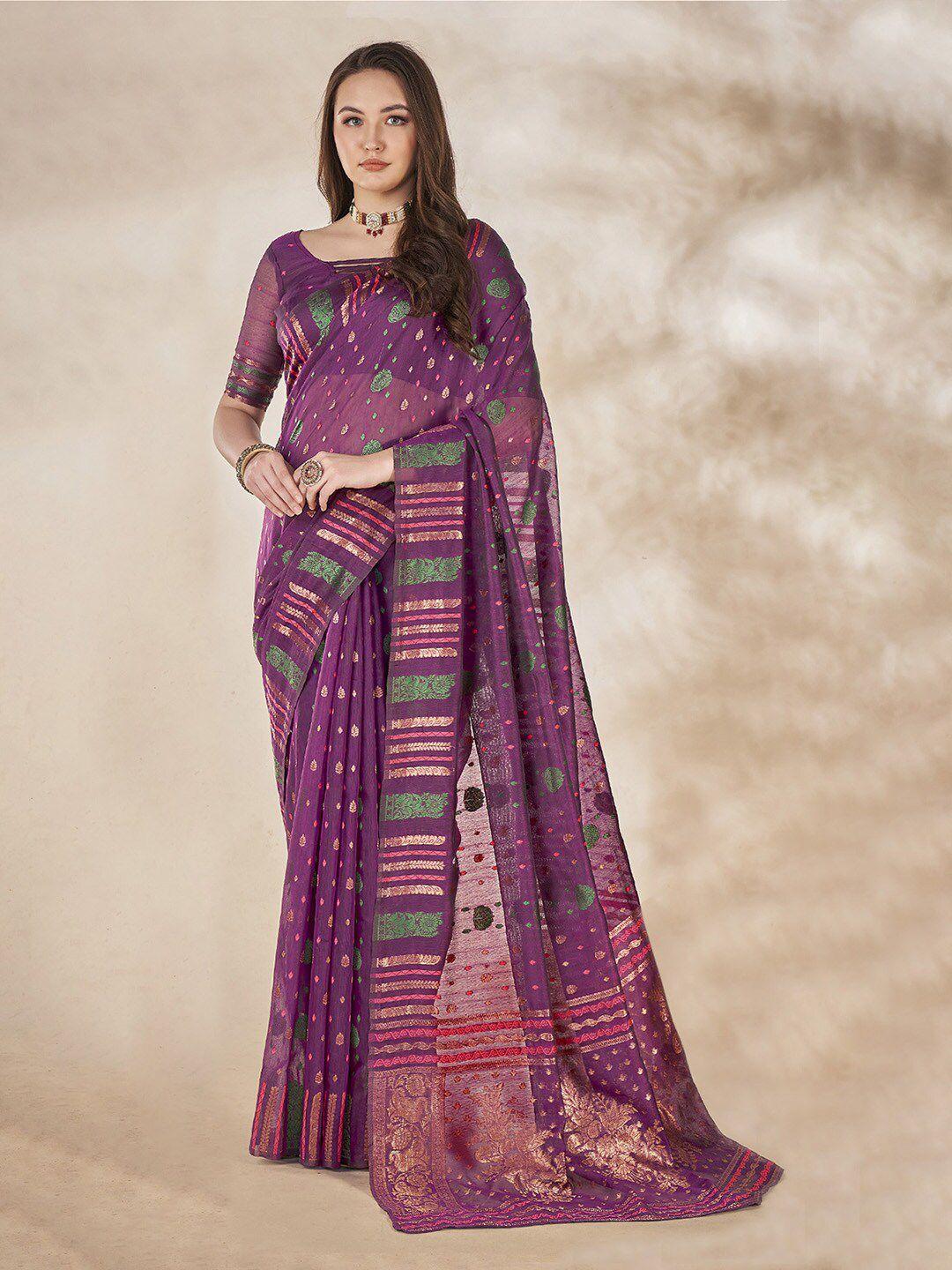 mitera purple ethnic motifs designer banarasi saree