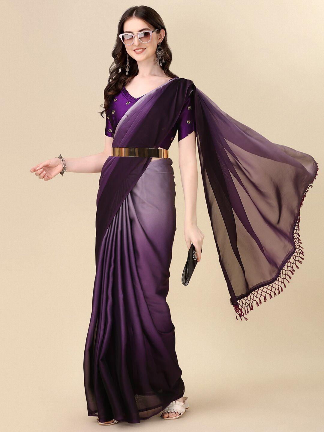 mitera purple ombre sequinned designer saree