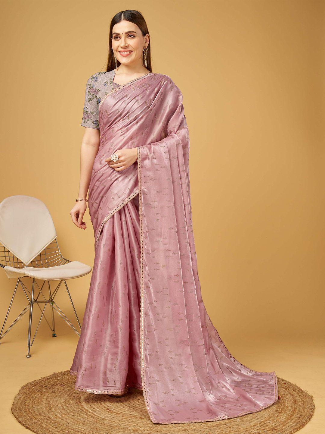 mitera purple pure crepe designer saree