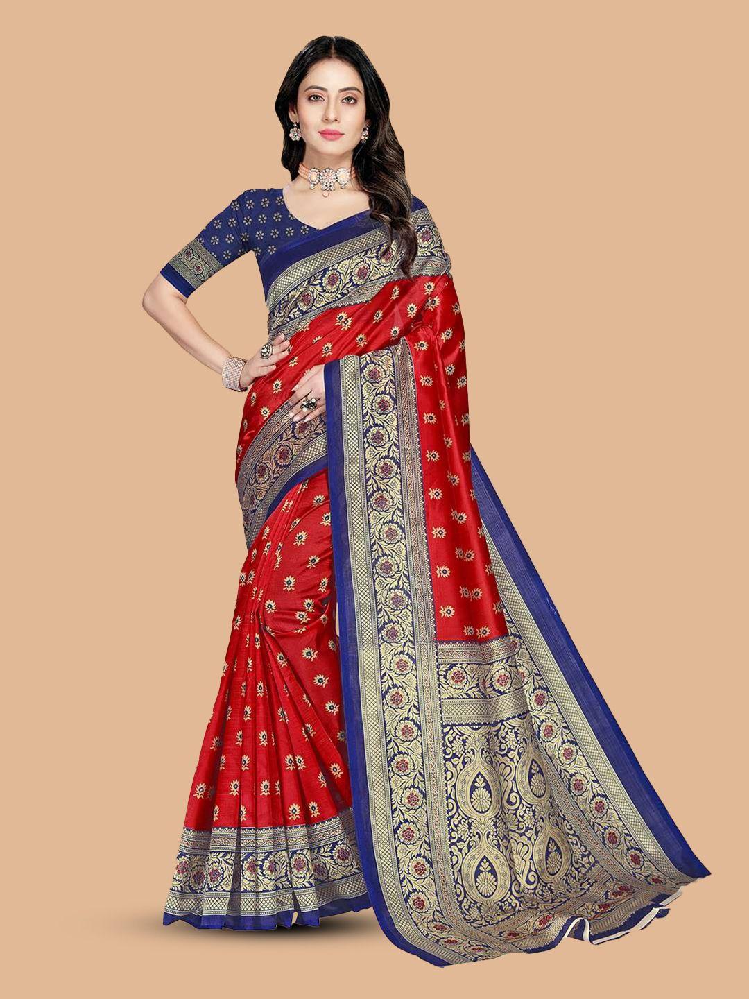 mitera red art silk designer saree