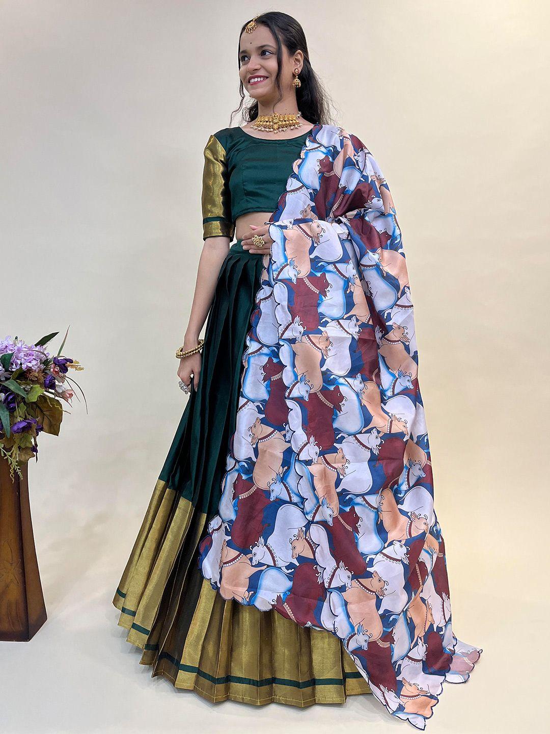 mitera semi-stitched lehenga & unstitched blouse with dupatta