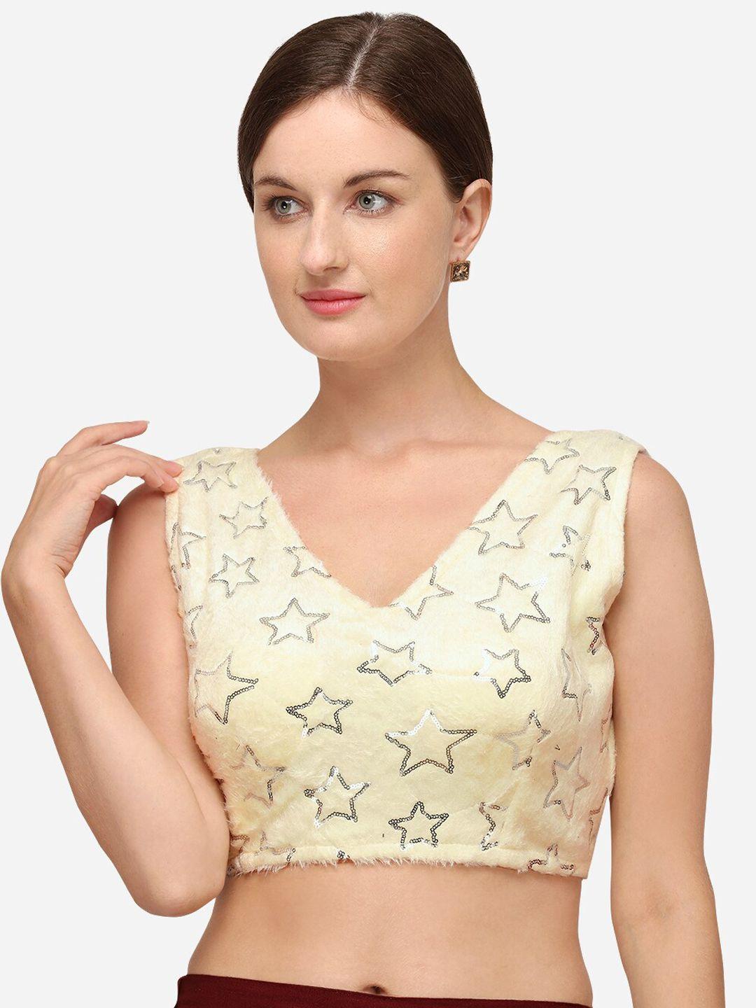mitera sequenced silk v-neck saree blouse