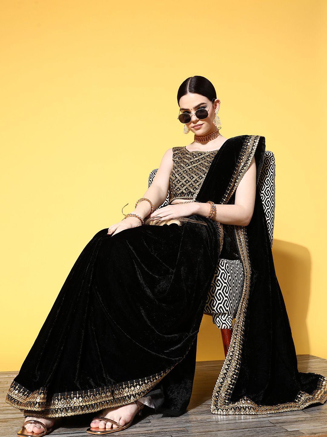 mitera solid saree with embroidered border