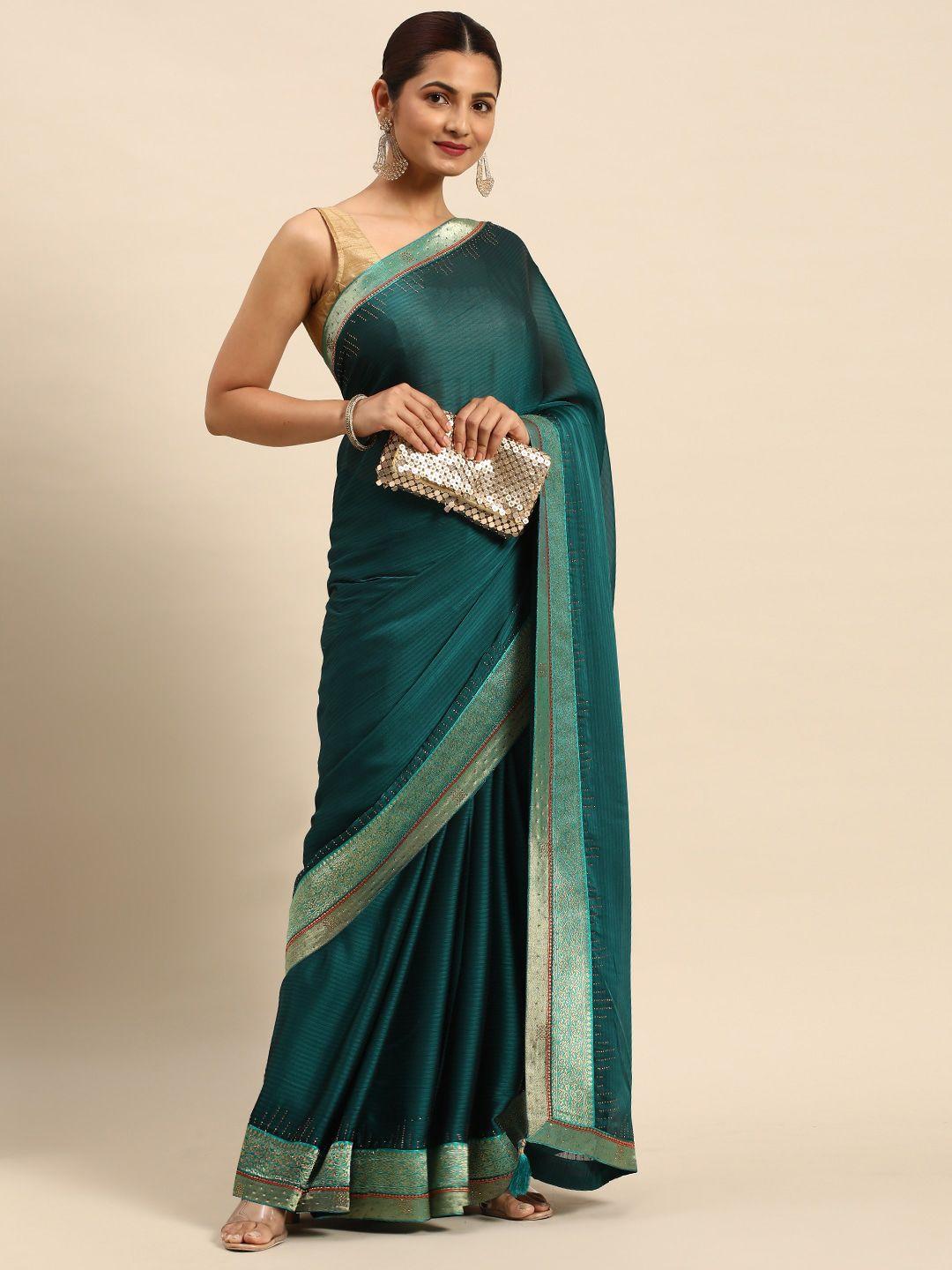 mitera striped beads and stones saree