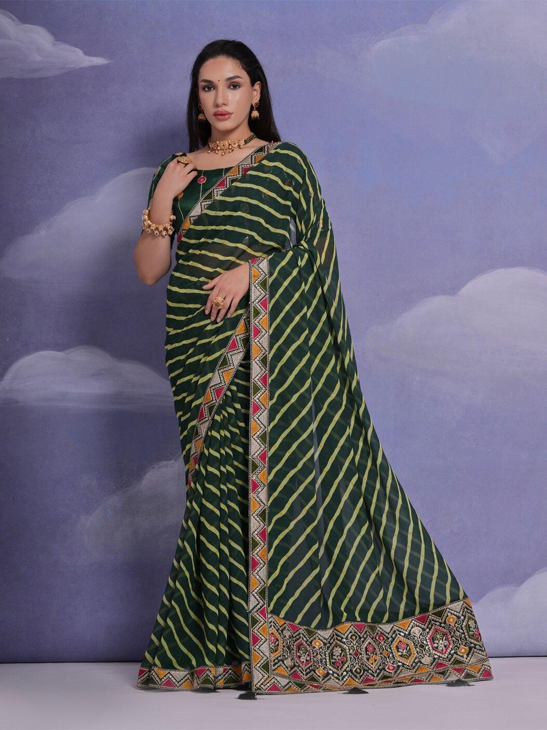 mitera striped embroidered pure georgette saree