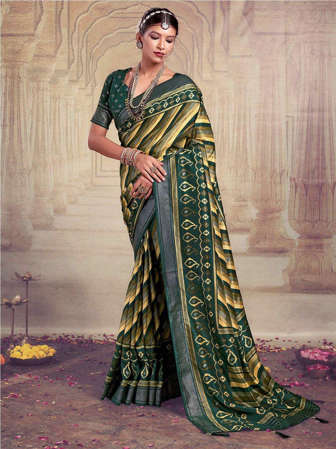 mitera striped printed zari saree