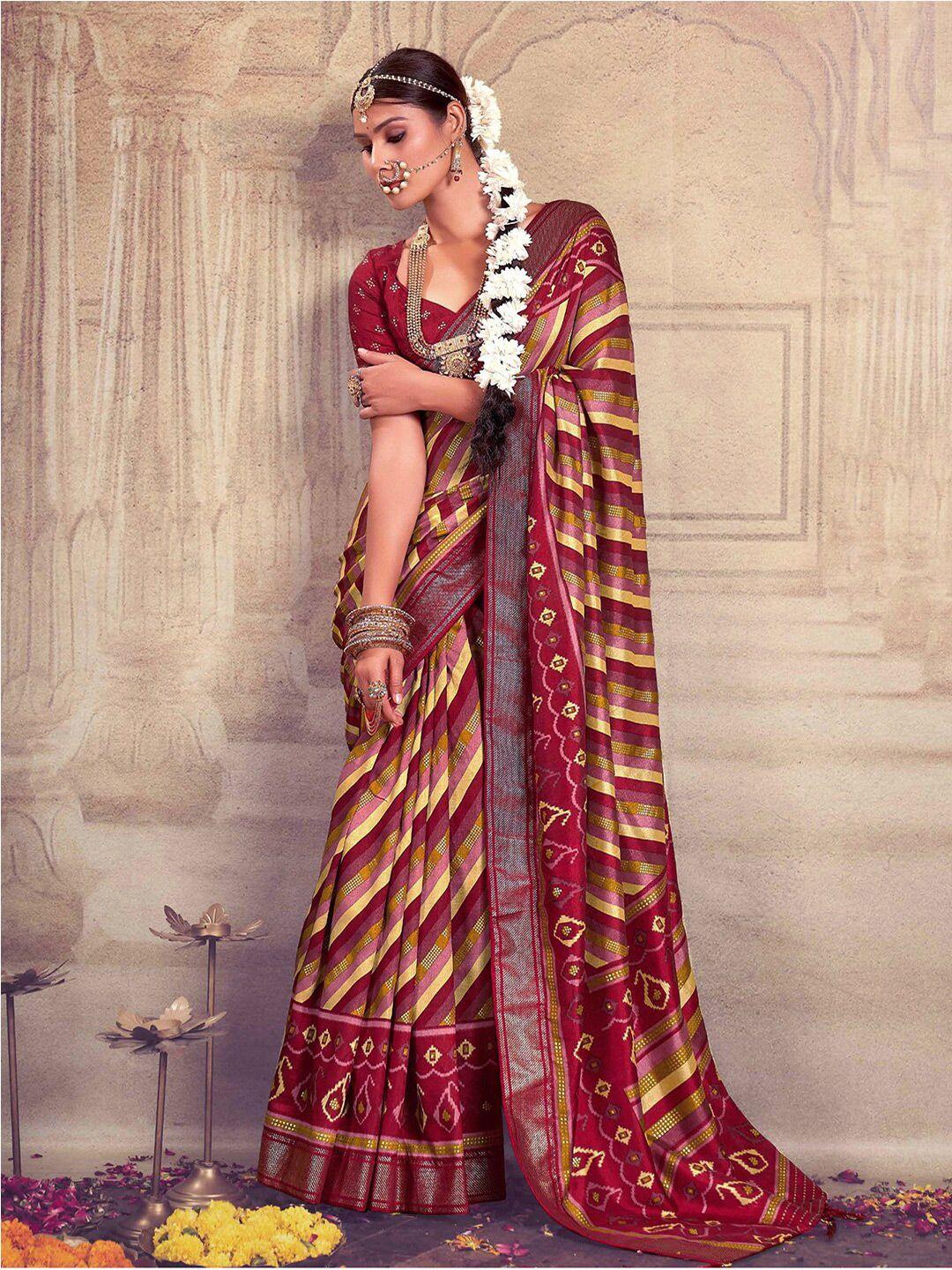 mitera striped printed zari saree