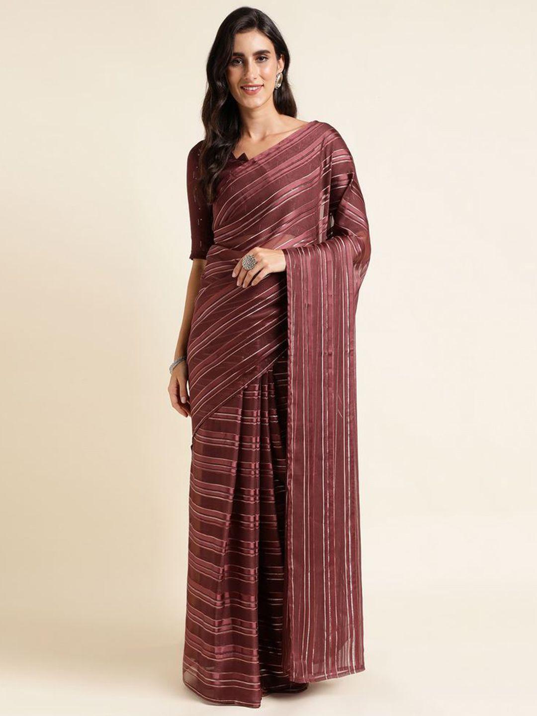 mitera striped pure georgette ready to wear saree