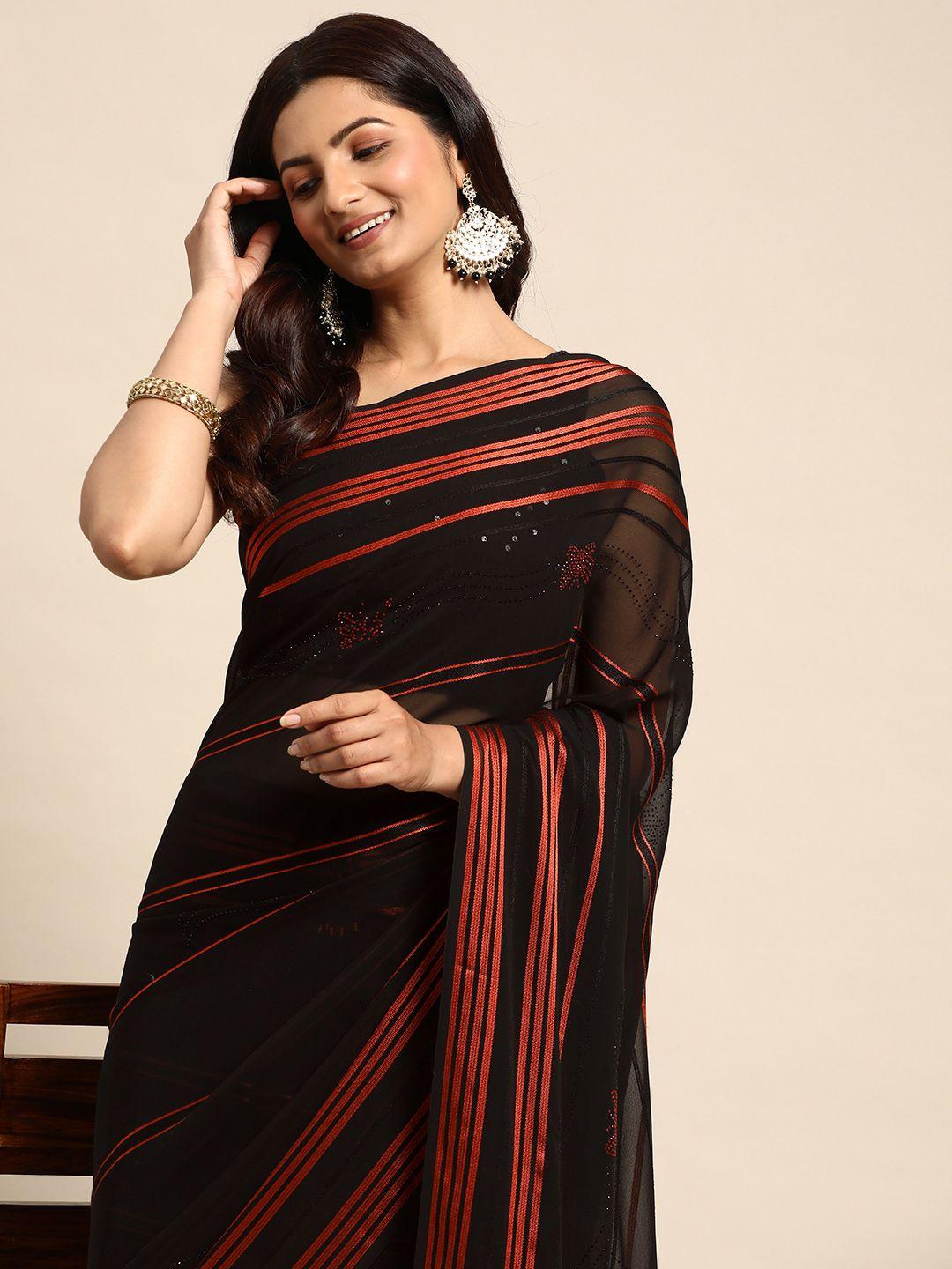 mitera striped pure georgette saree