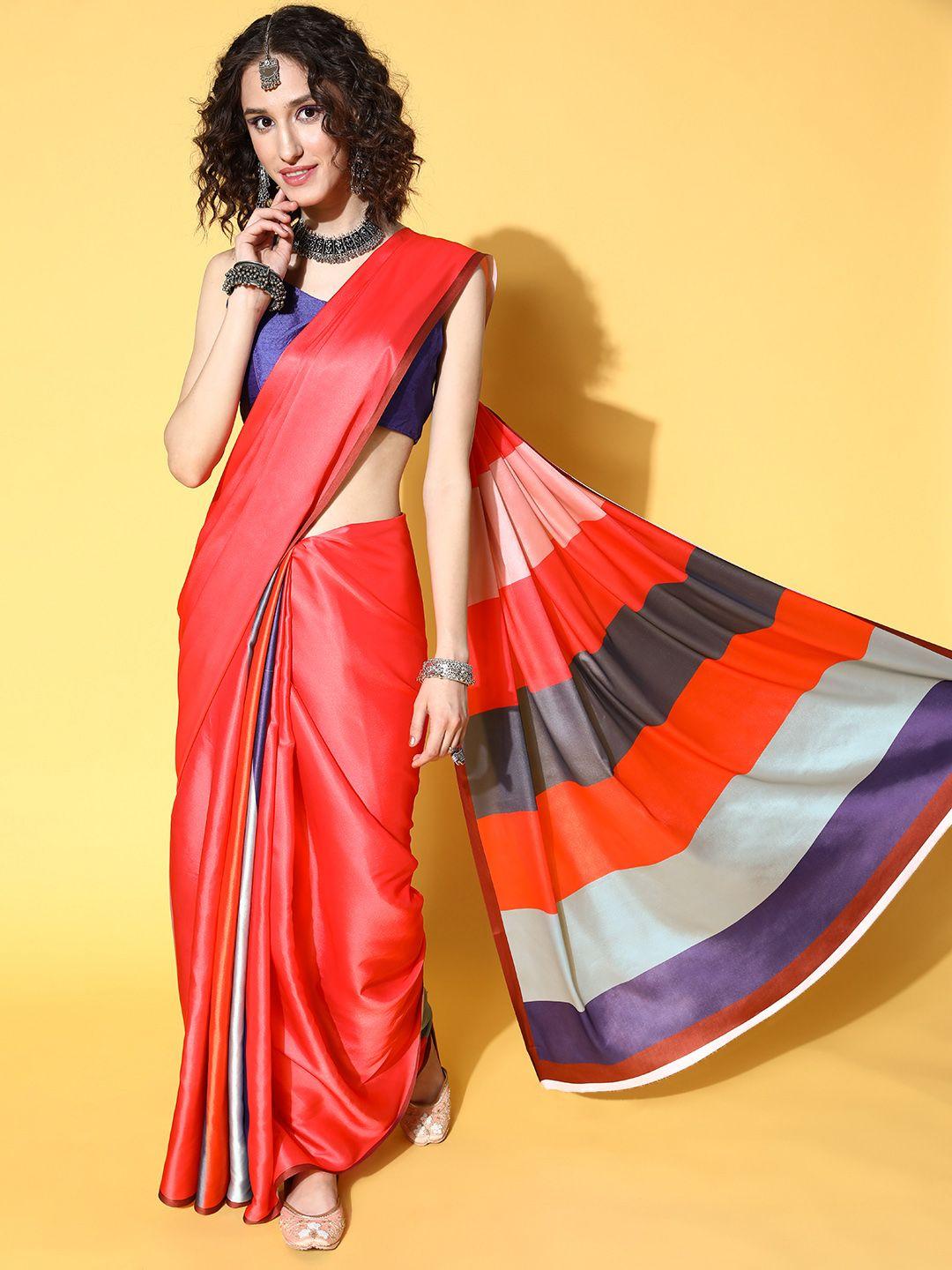 mitera striped satin saree