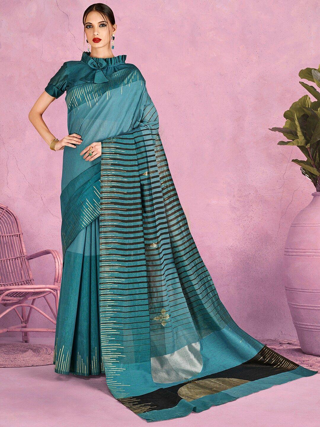 mitera striped woven design zari silk blend banarasi saree