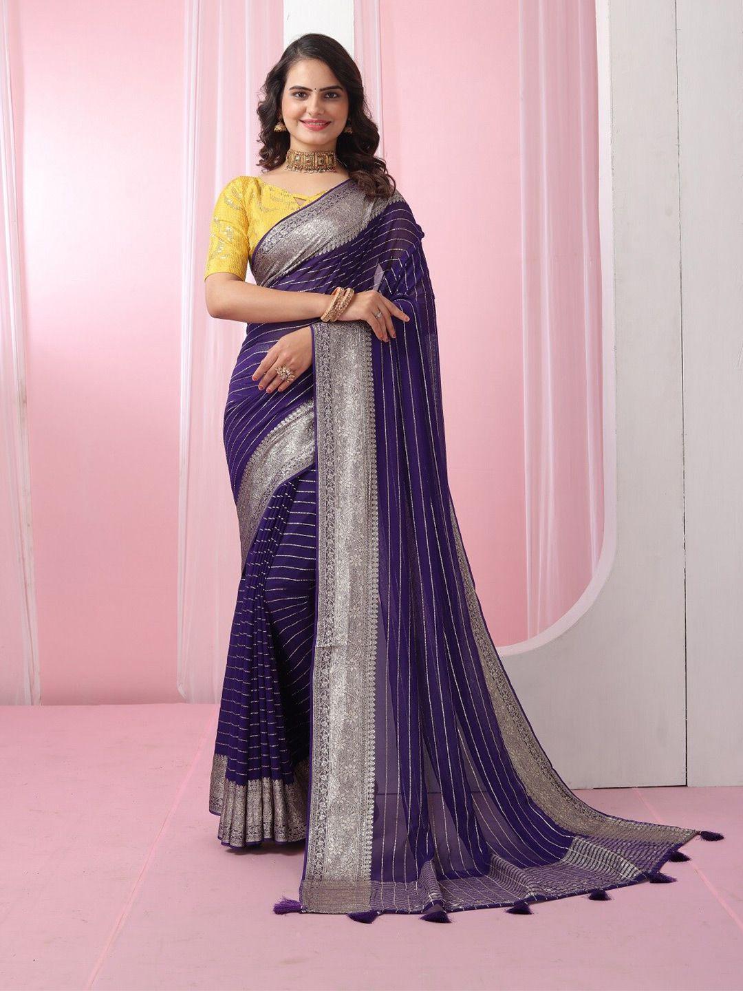 mitera striped zari pure georgette saree