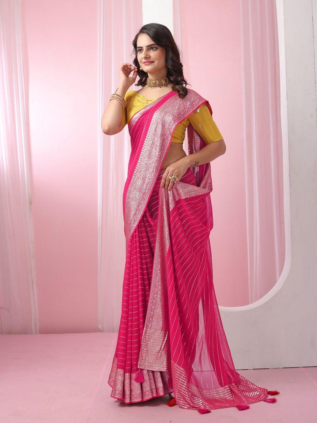 mitera striped zari pure georgette saree