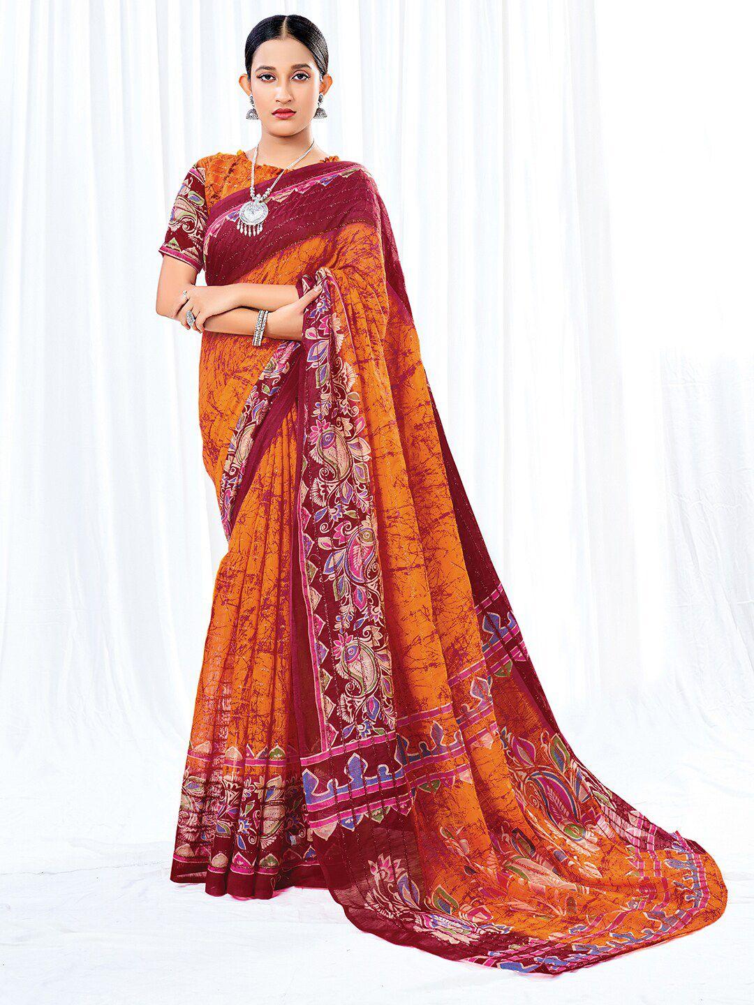 mitera tie and dye block print saree