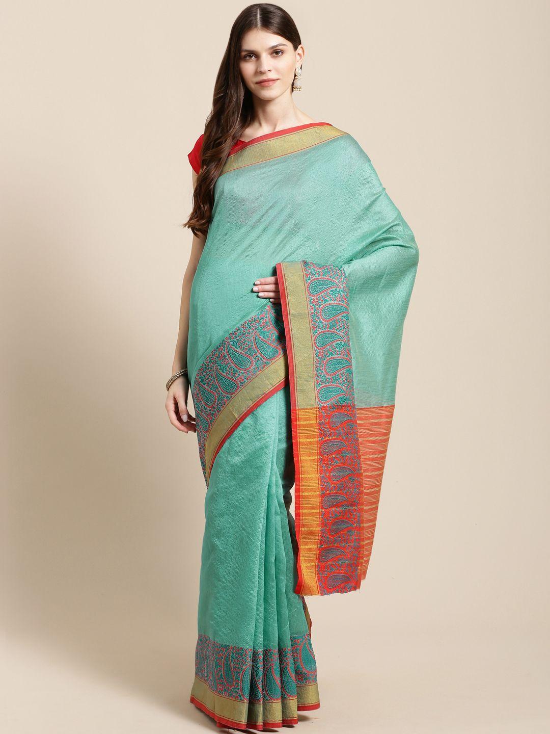 mitera turquoise blue solid kanjeevaram saree