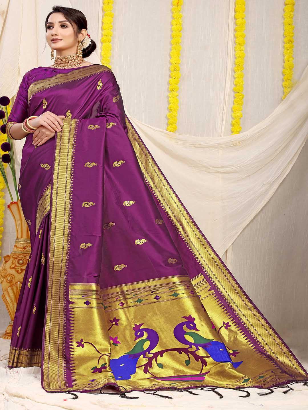 mitera wine colour woven design zari art silk saree