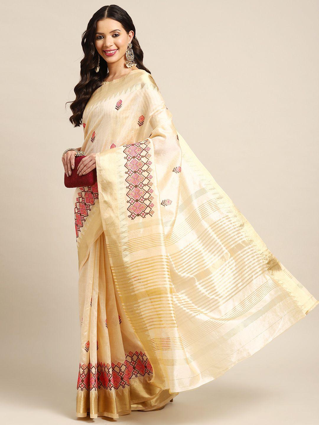 mitera woven design embroidered assam cotton silk banarasi saree