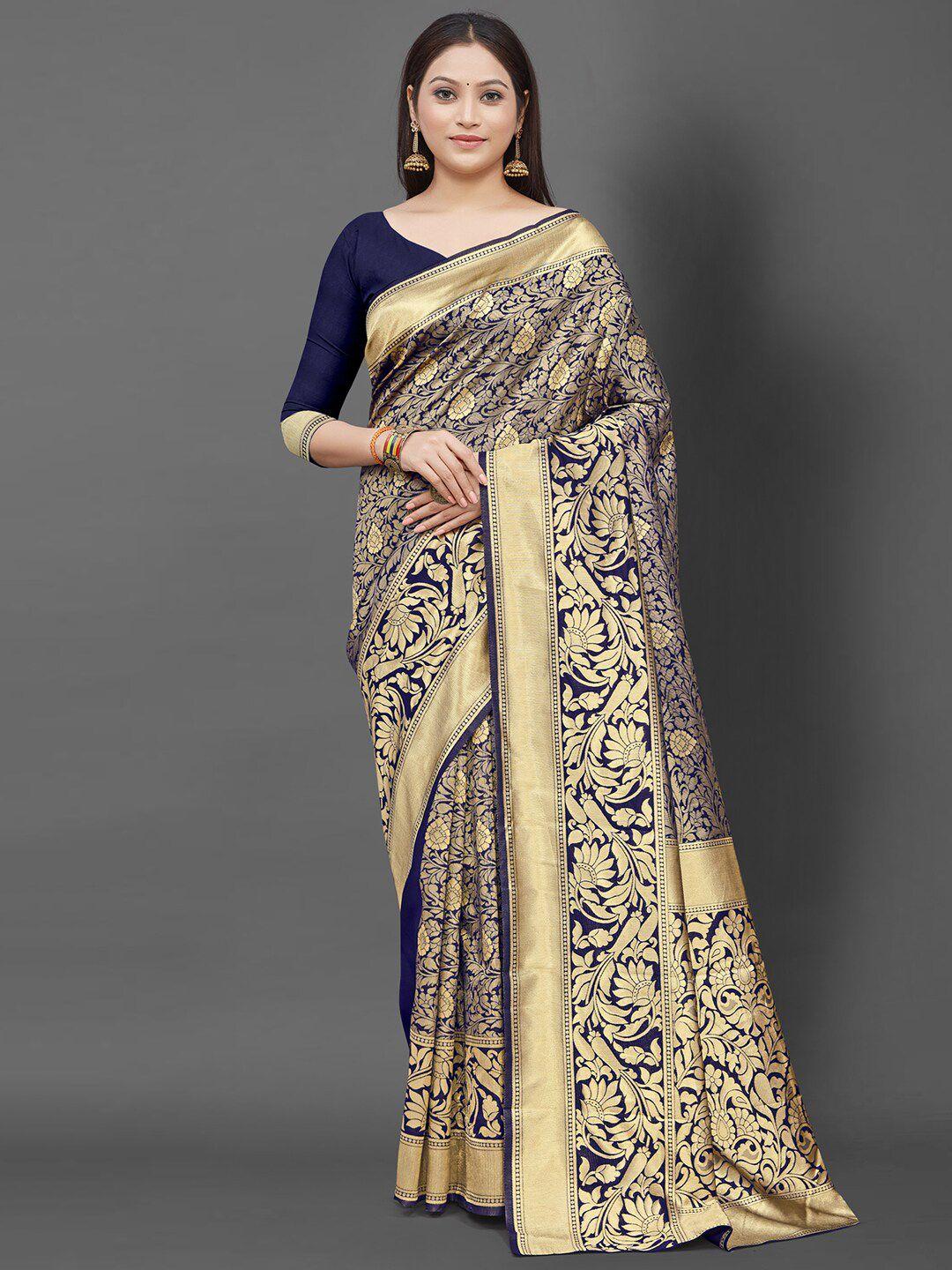 mitera woven design zari banarasi silk blend saree