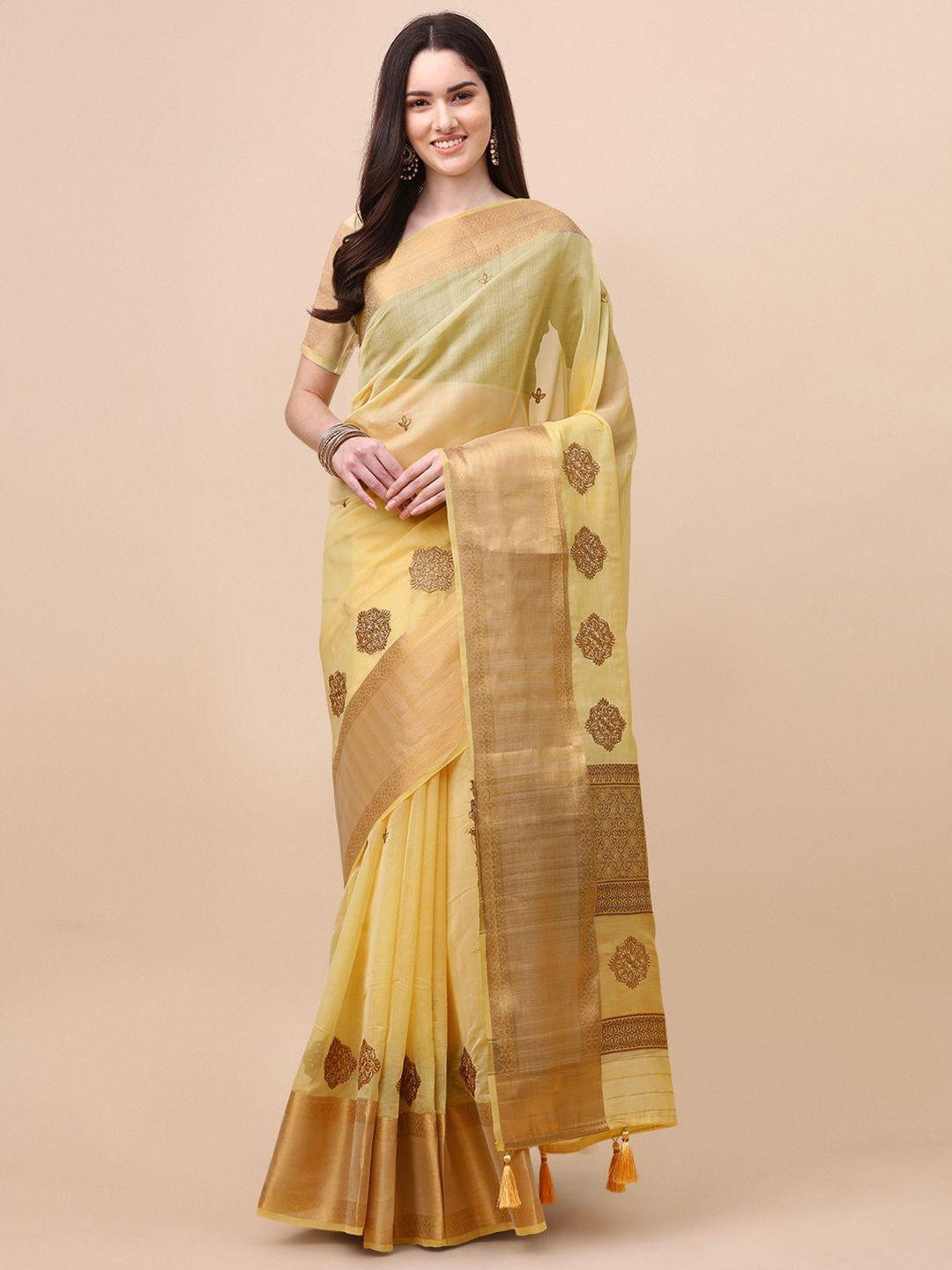 mitera woven design zari organza saree