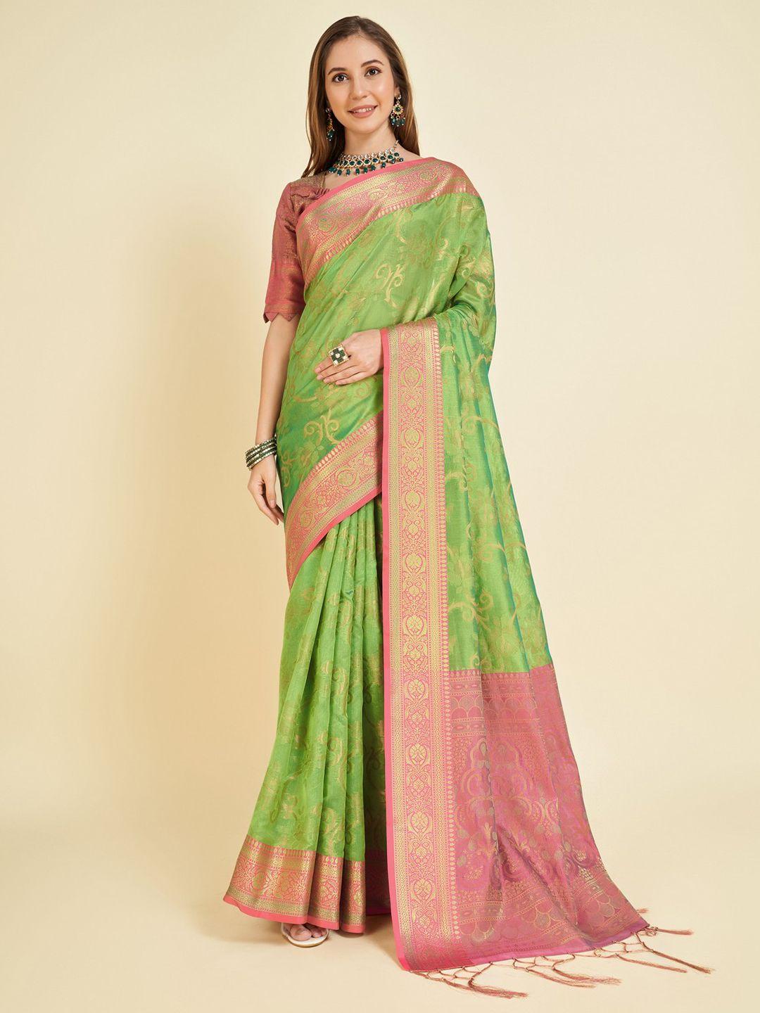 mitera woven design zari organza saree