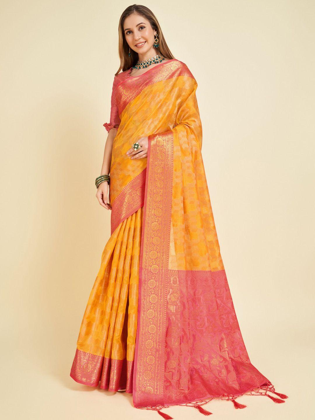 mitera woven design zari organza saree