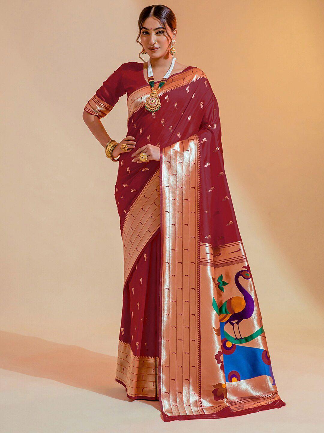 mitera woven design zari paithani saree