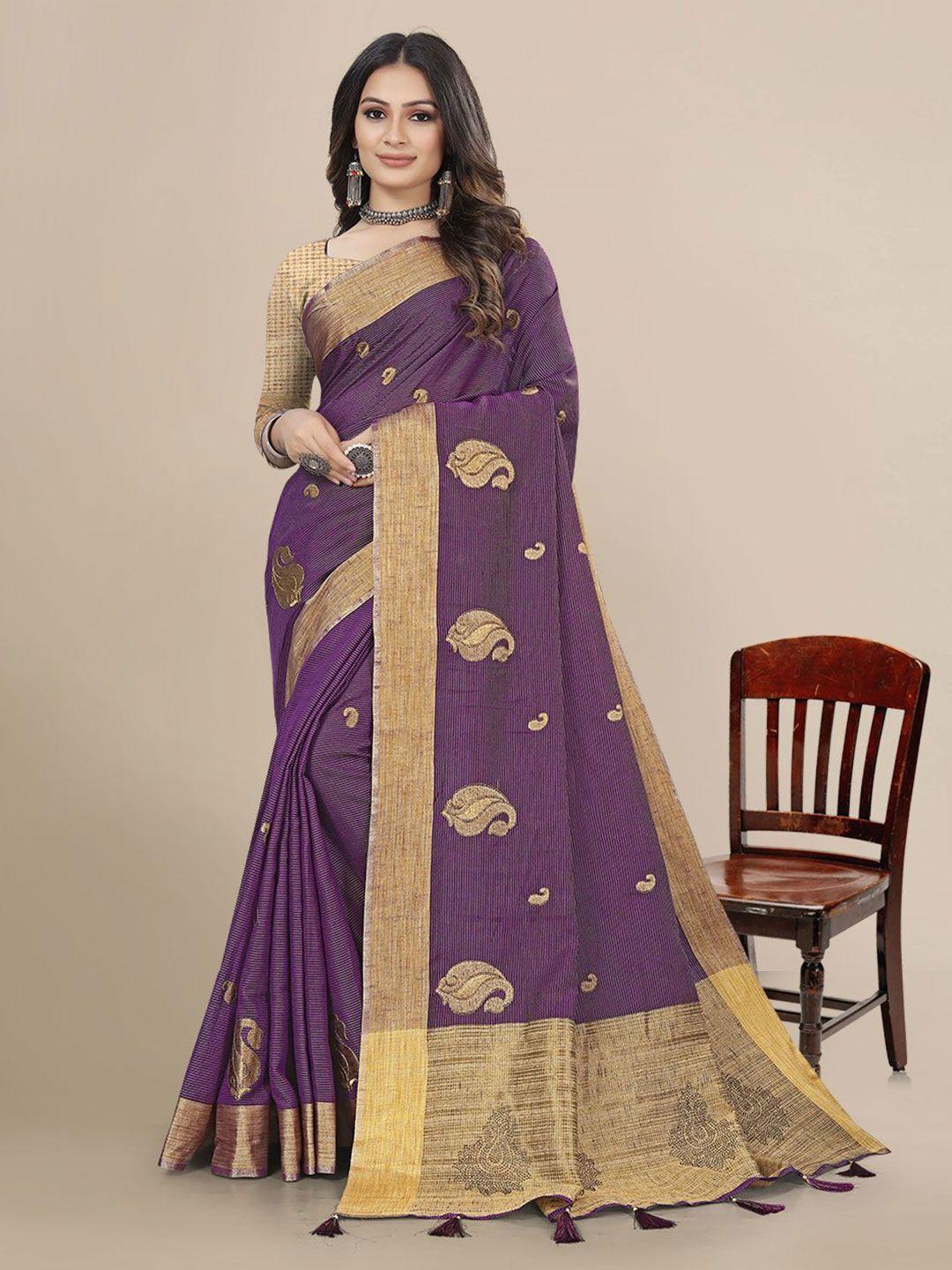 mitera woven design zari pure linen saree