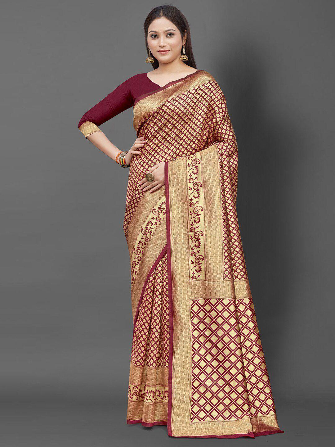 mitera woven design zari silk blend banarasi saree