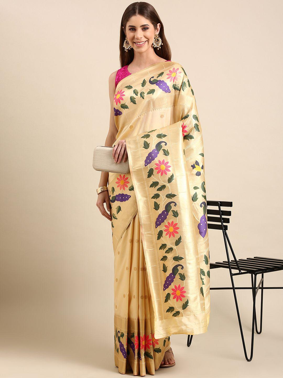 mitera woven design zari silk blend paithani saree