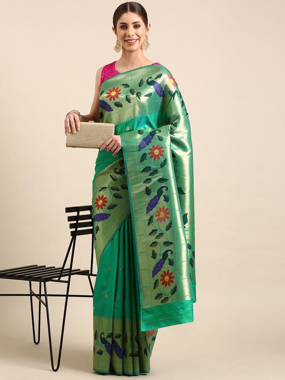 mitera woven design zari silk blend paithani saree