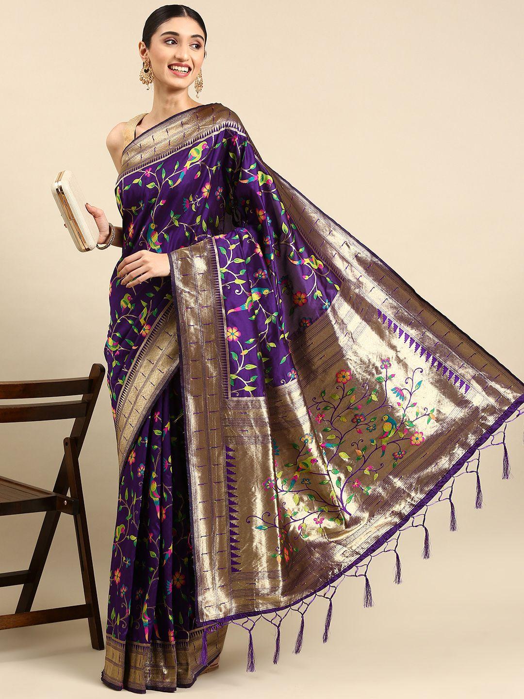 mitera woven design zari silk blend paithani saree