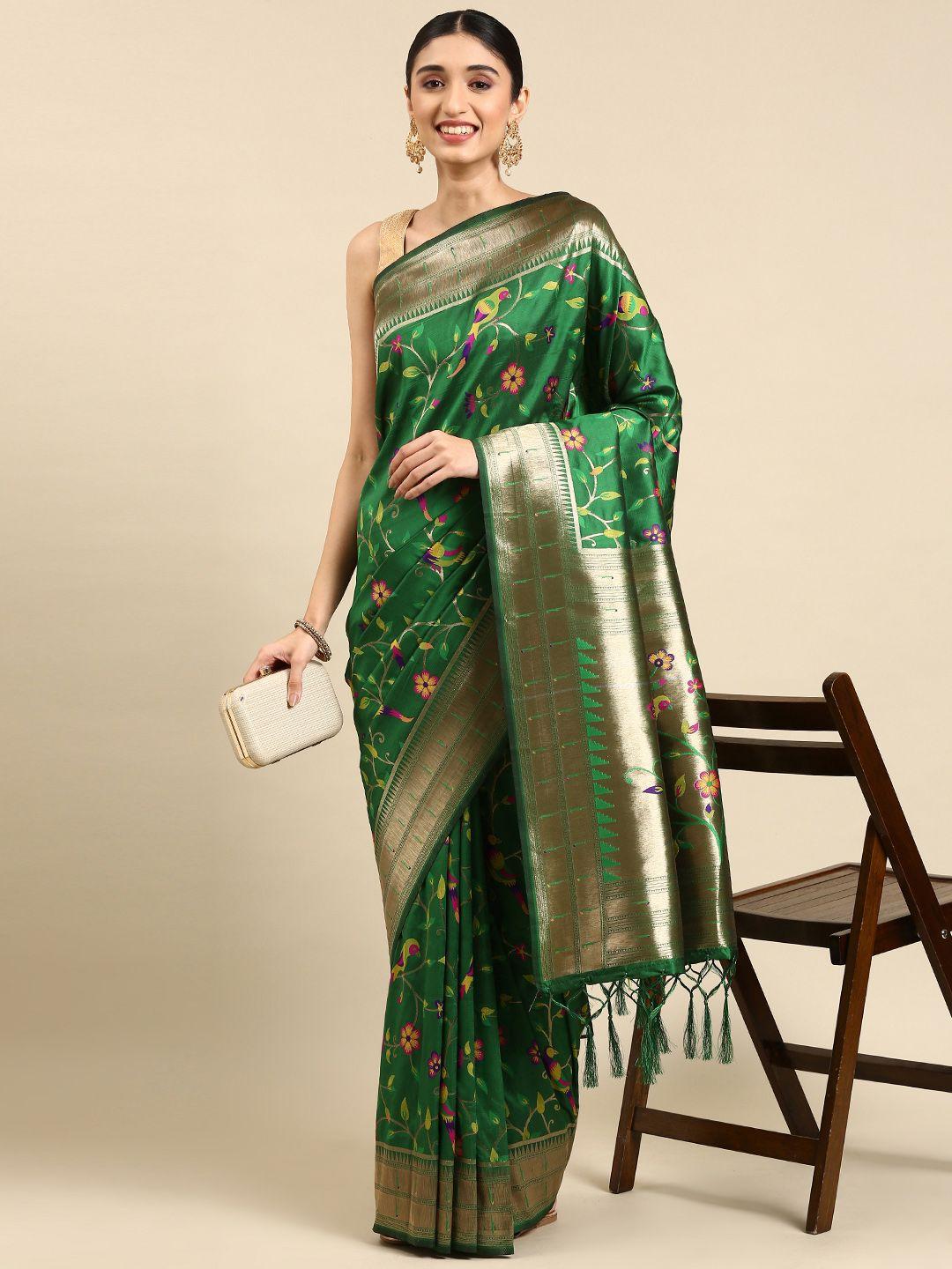 mitera woven design zari silk blend paithani saree