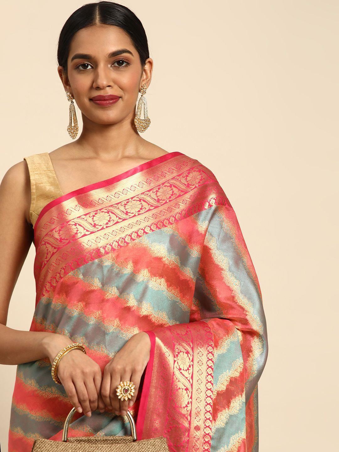 mitera woven design zari silk blend saree