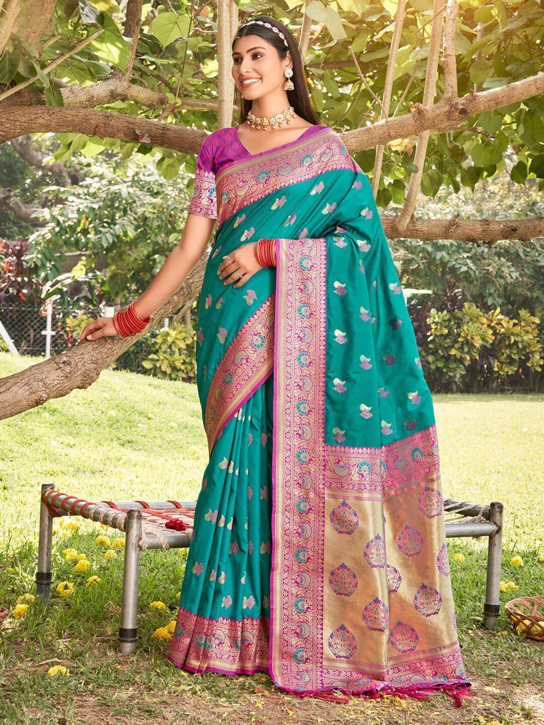 mitera woven design zari silk blend saree