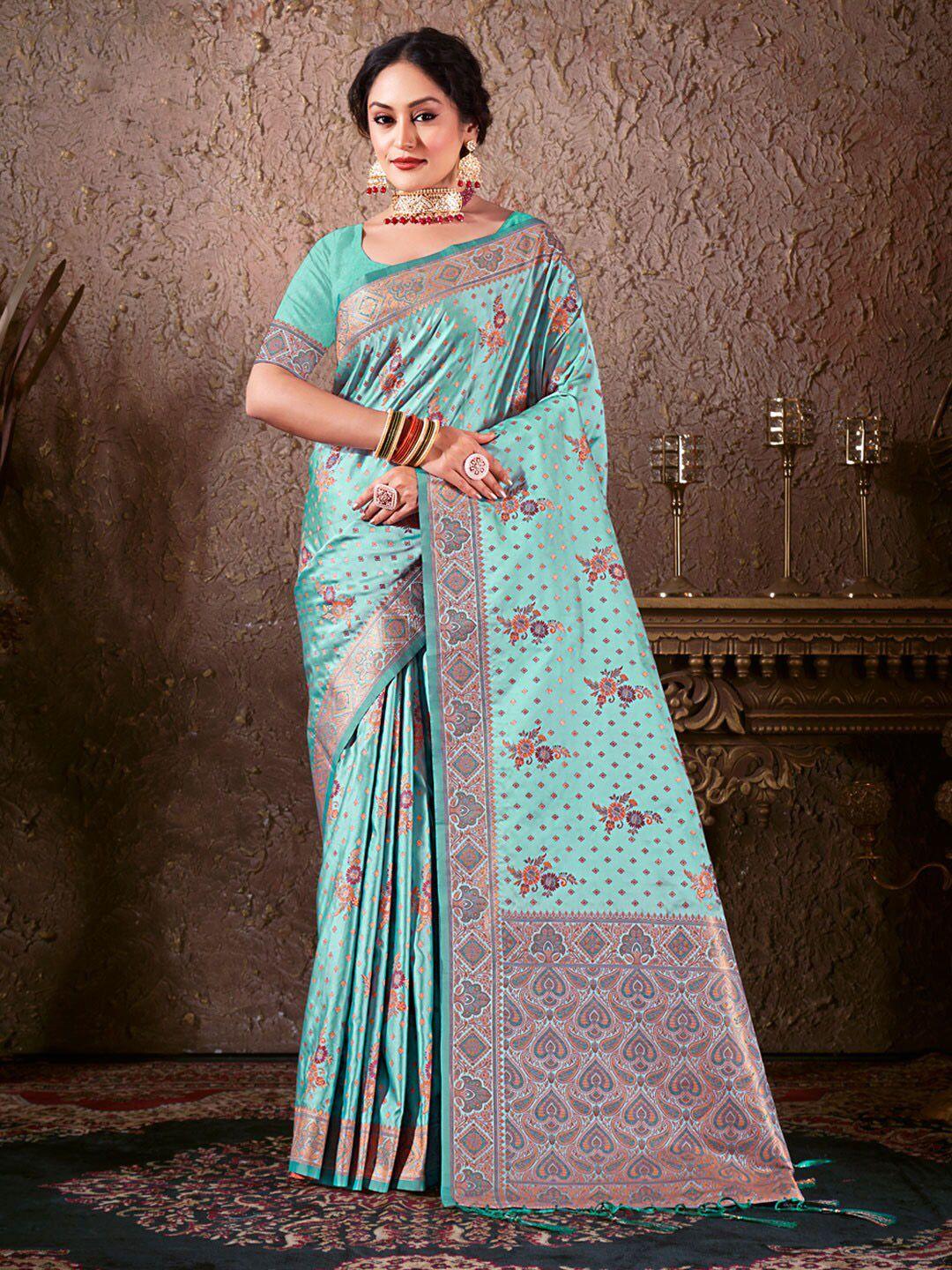 mitera woven design zari silk blend saree