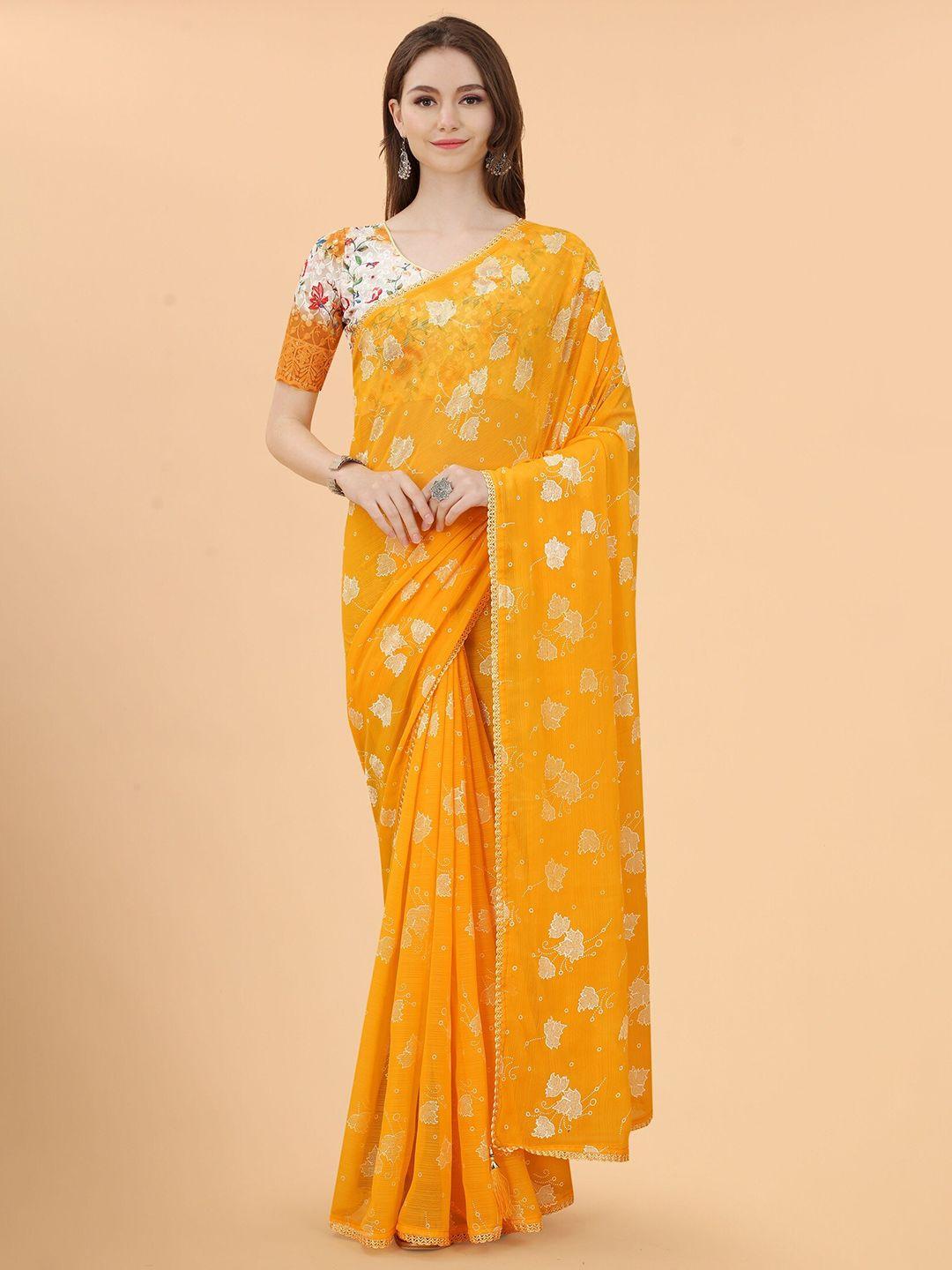 mitera yellow & white leheriya pure linen saree