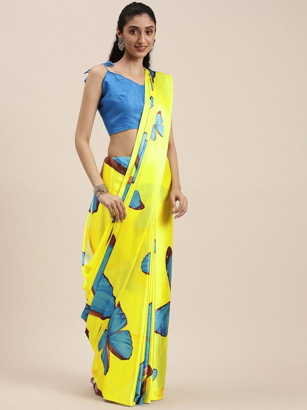 mitera yellow satin saree