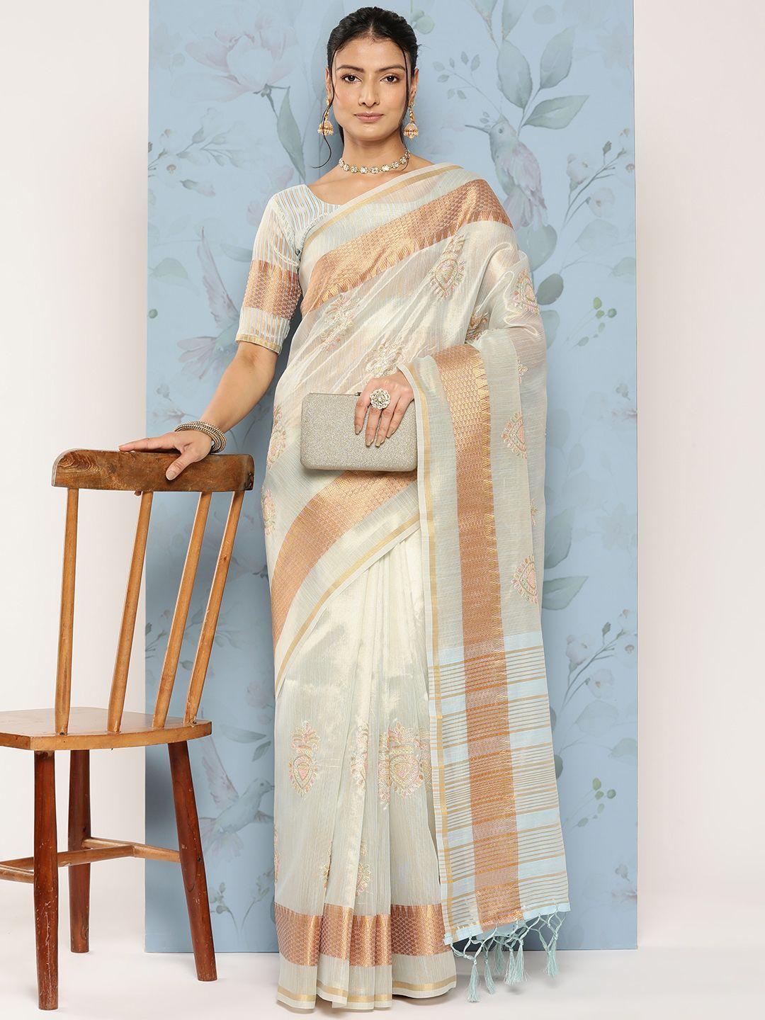 mitera zari embroidered saree