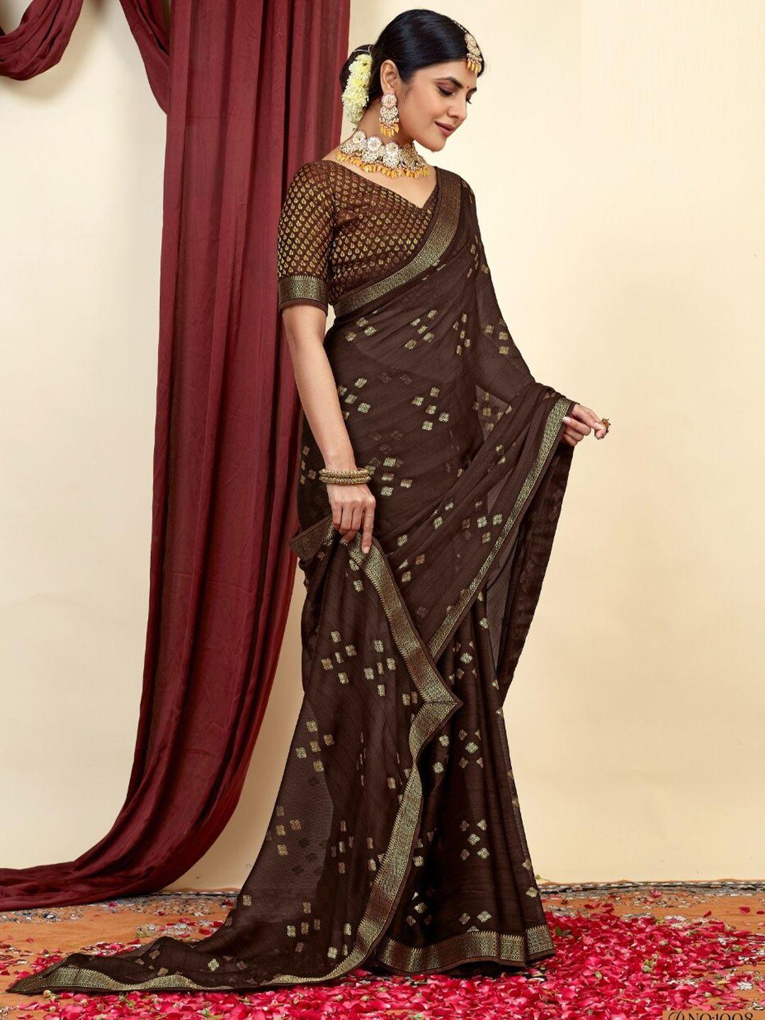 mitera zari ethnic print saree