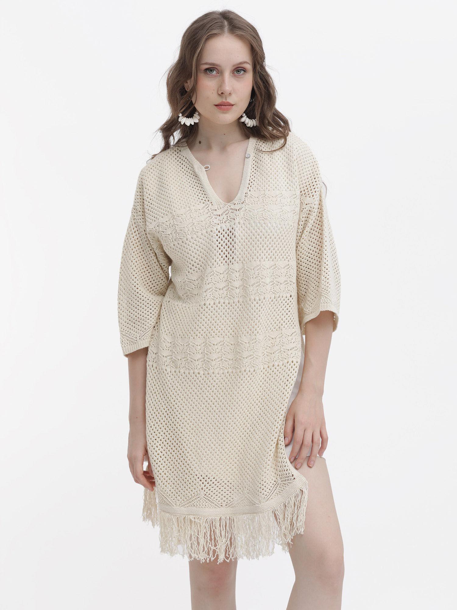 mitsuko off white solid dress