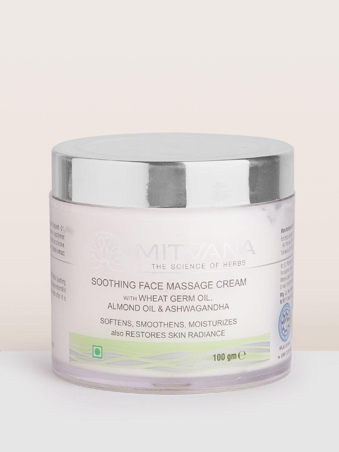 mitvana soothing face massage cream with wheat, almond & ashwagandha - 100 gm