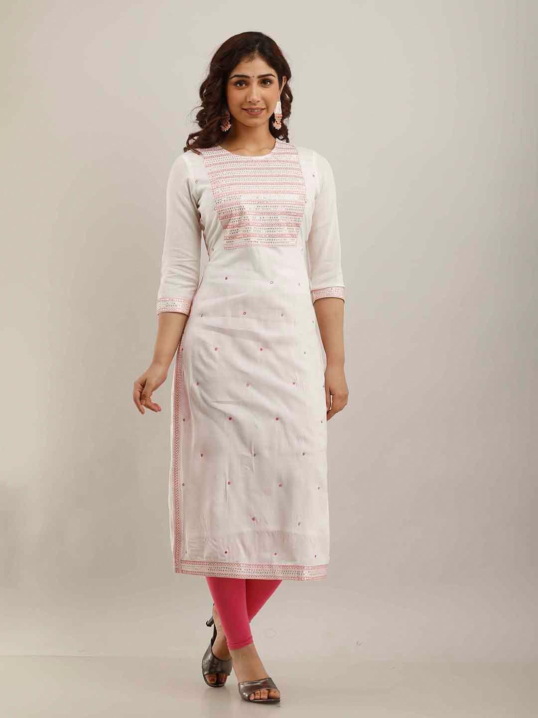 mizaz embellished sequinned round neck kurta